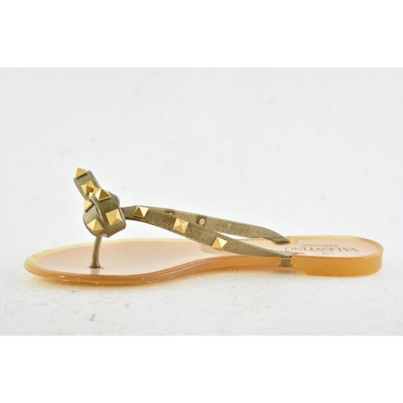 Valentino Rockstud Jelly Bow Bronze Rubber Thong Flat Slide Flip Flop Sandal 35 - Picture 8 of 11